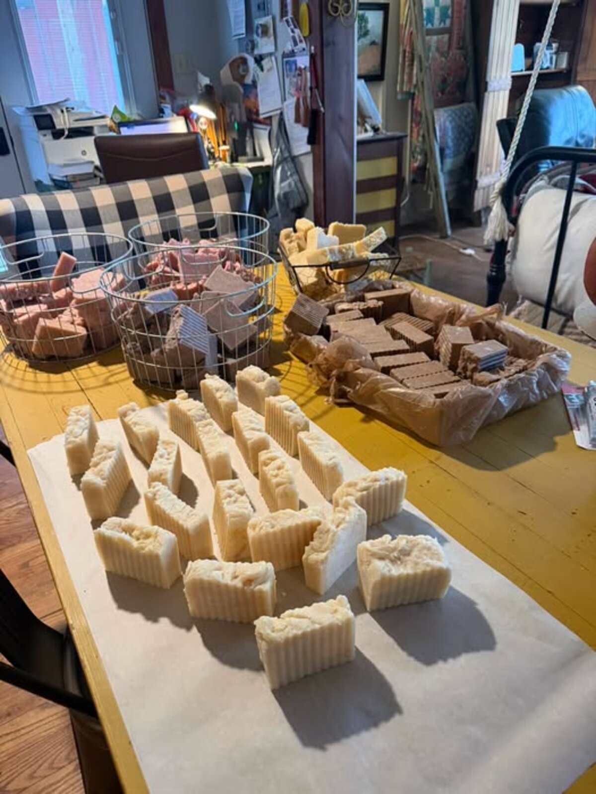 Handmade soap batch at Widows Oil Ministry — continuing a family tradition started with grandmother’s big cauldron